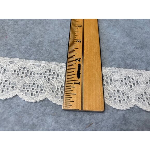 Vintage Cream Lace Trim 1.75" Wide Scalloped Edge 5 Yards Delicate Embroidered D - Picture 3 of 4